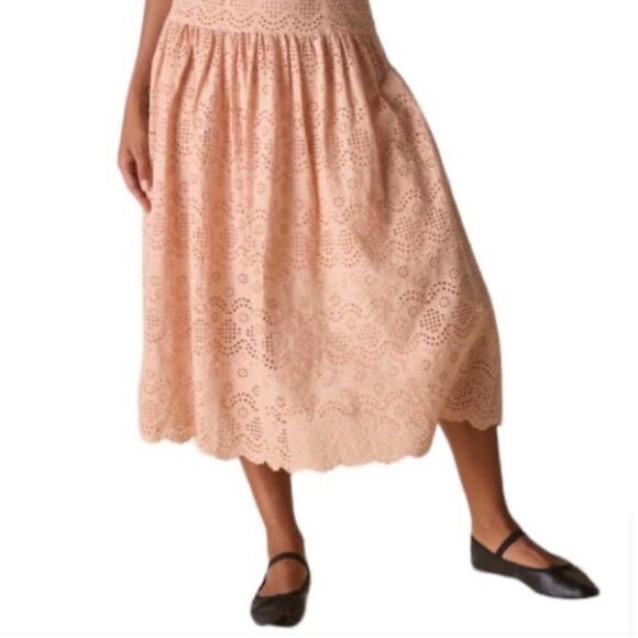 St. Roche Benedict Eyelet Midi Dress in Tan, Convertible Straps. Size 6. NWT! - Picture 4 of 12